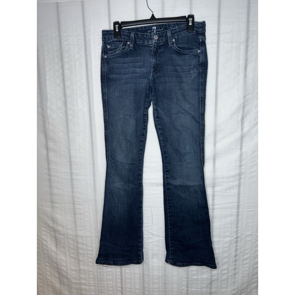 7 For All Mankind Womens A Pocket Flare Jeans Blue Dark Wash Low Rise 30x30